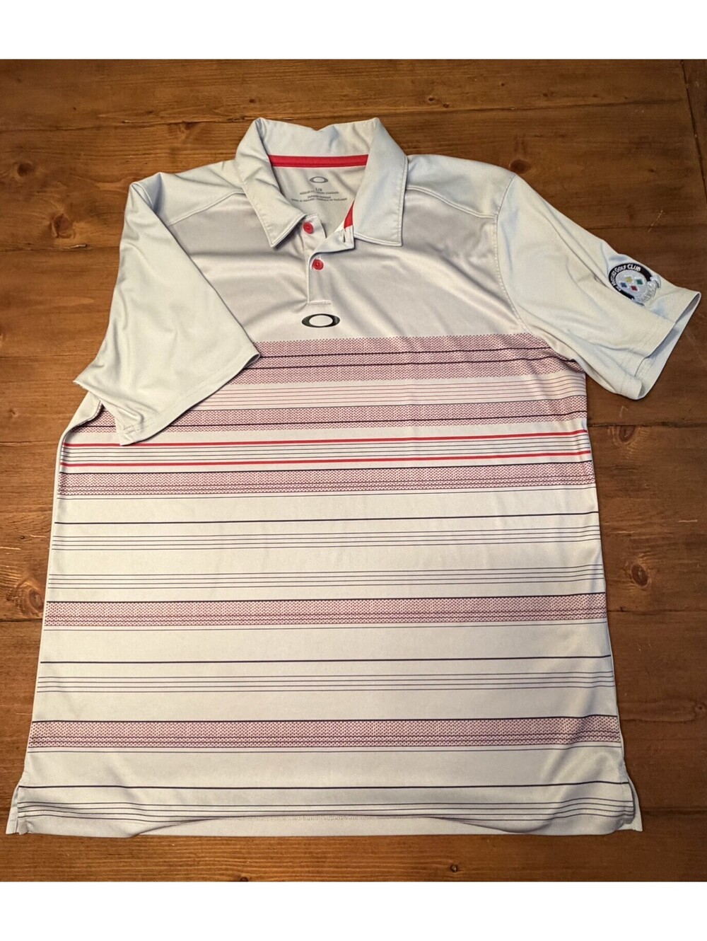 Men's Oakley Golf Polo Shirt Regular Fit Gray Red Size L